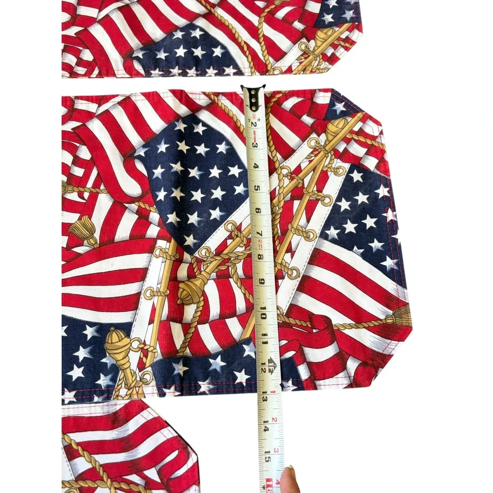 Set of 5 Patriotic American Flag Placemats Red White Blue Americana Decor 17x12